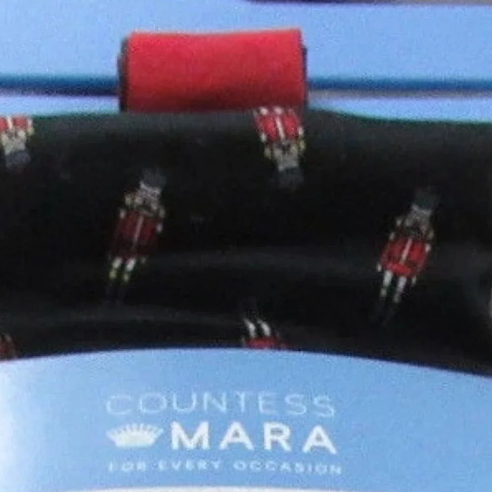 Countess Mara Men's Christmas Pre-Tied Bow Tie and Pocket Square Set, Black Red